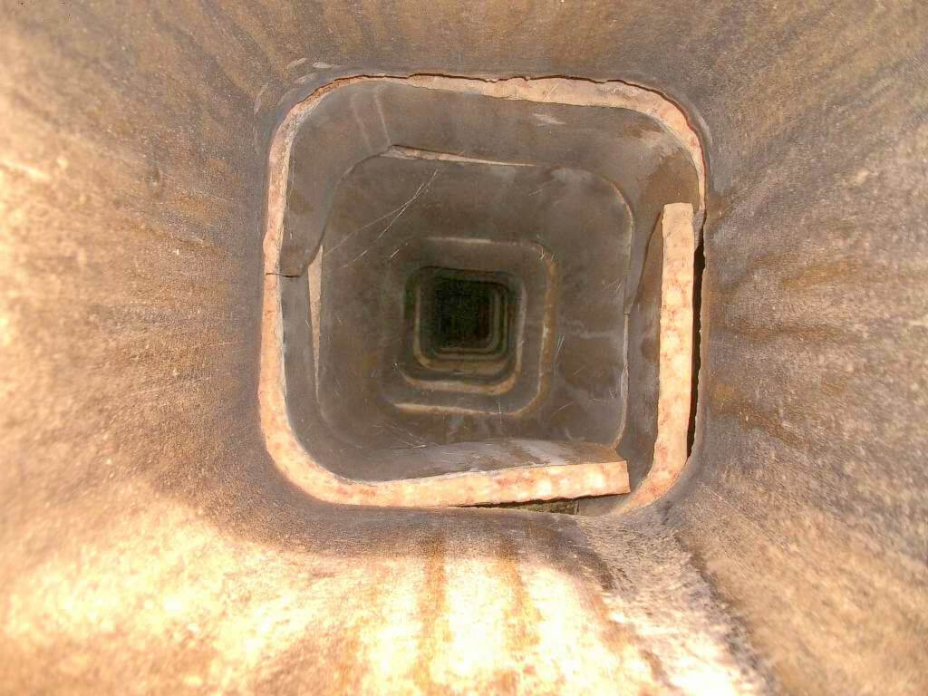 Broken clay chimney liner